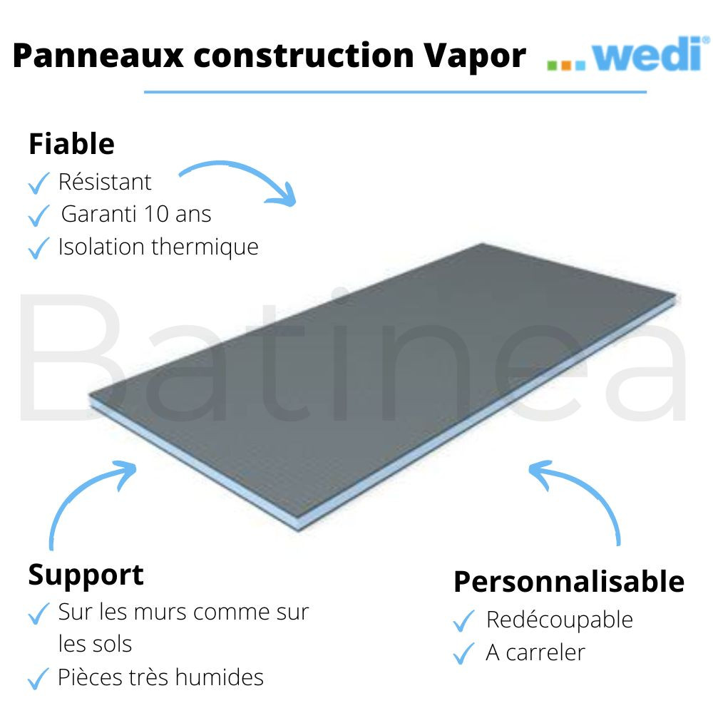 Panneaux de construction WEDI Vapor avec pare vapeur, 250 x 60 cm | Batinea
