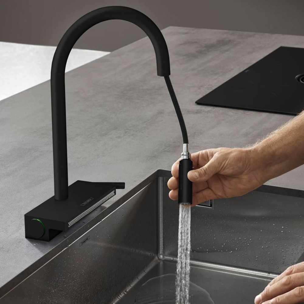 Mitigeur cuisine HANSGROHE Aquno Select M81 sBox avec douchette extractible noir mat