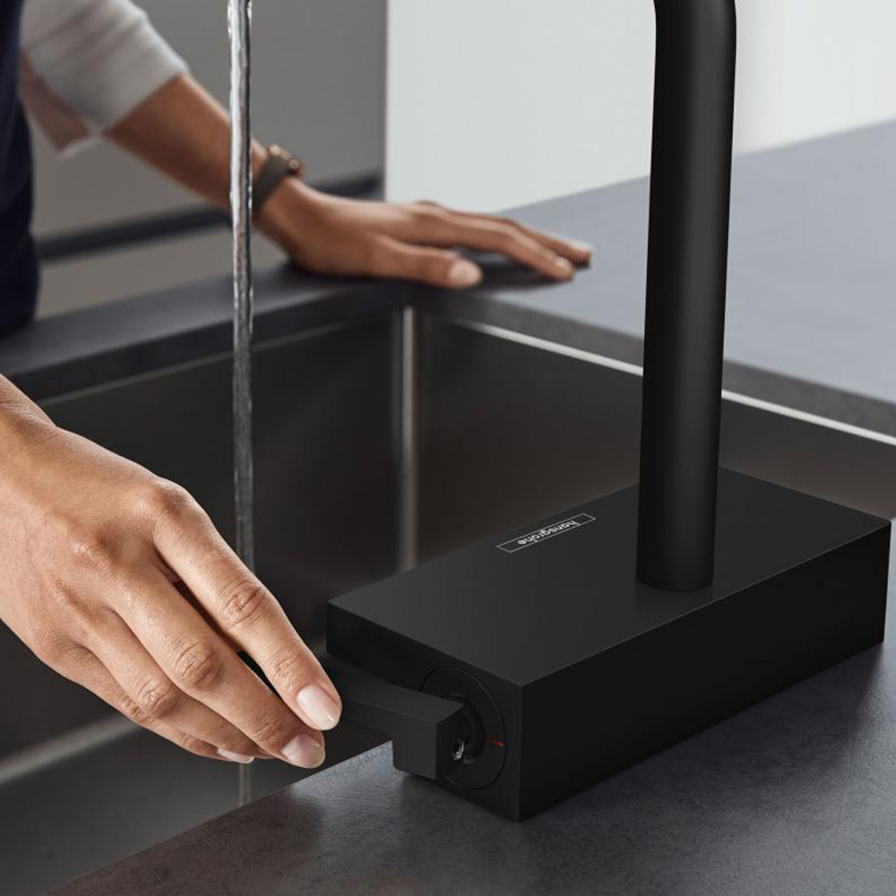 Mitigeur cuisine HANSGROHE Aquno Select M81 sBox 3 jets avec douchette extractible noir mat