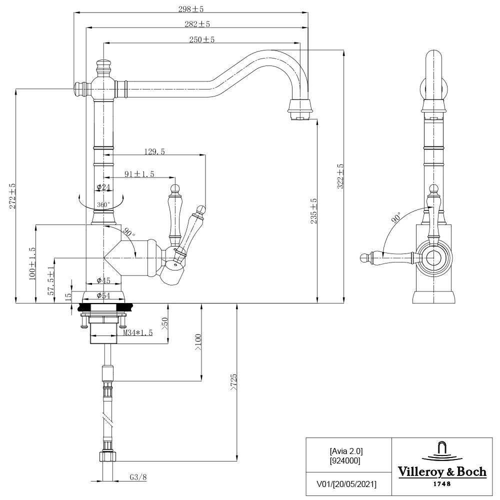 Robinet cuisine VILLEROY ET BOCH Avia 2.0