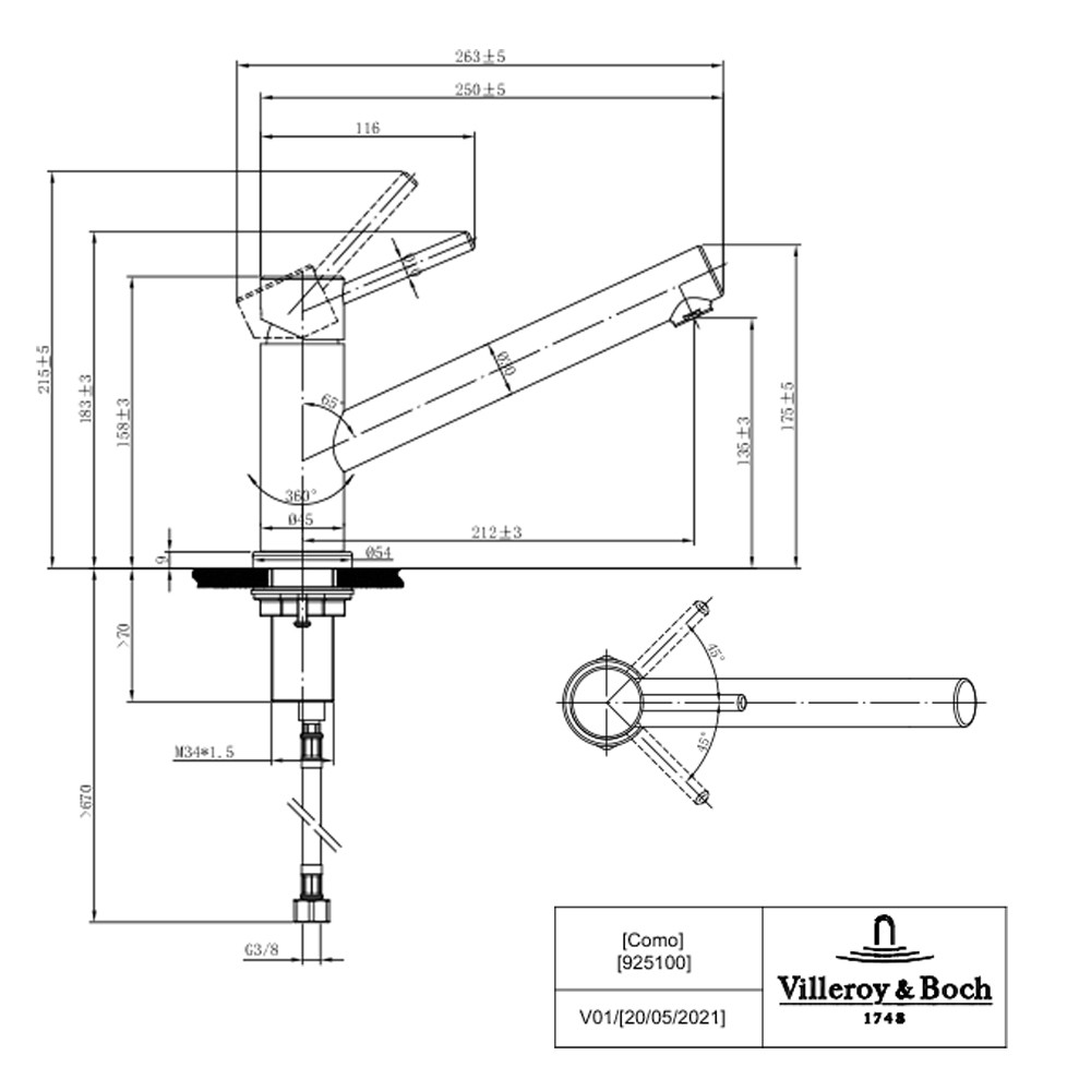 Robinet cuisine VILLEROY ET BOCH Como | Batinea