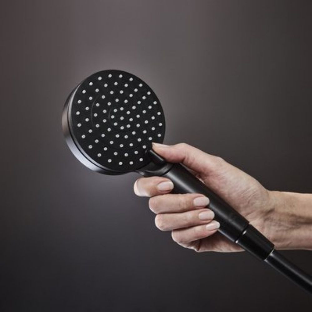 Colonne douche thermostatique HANSGROHE Vernis Shape à économie d'eau, noir mat | Batinea