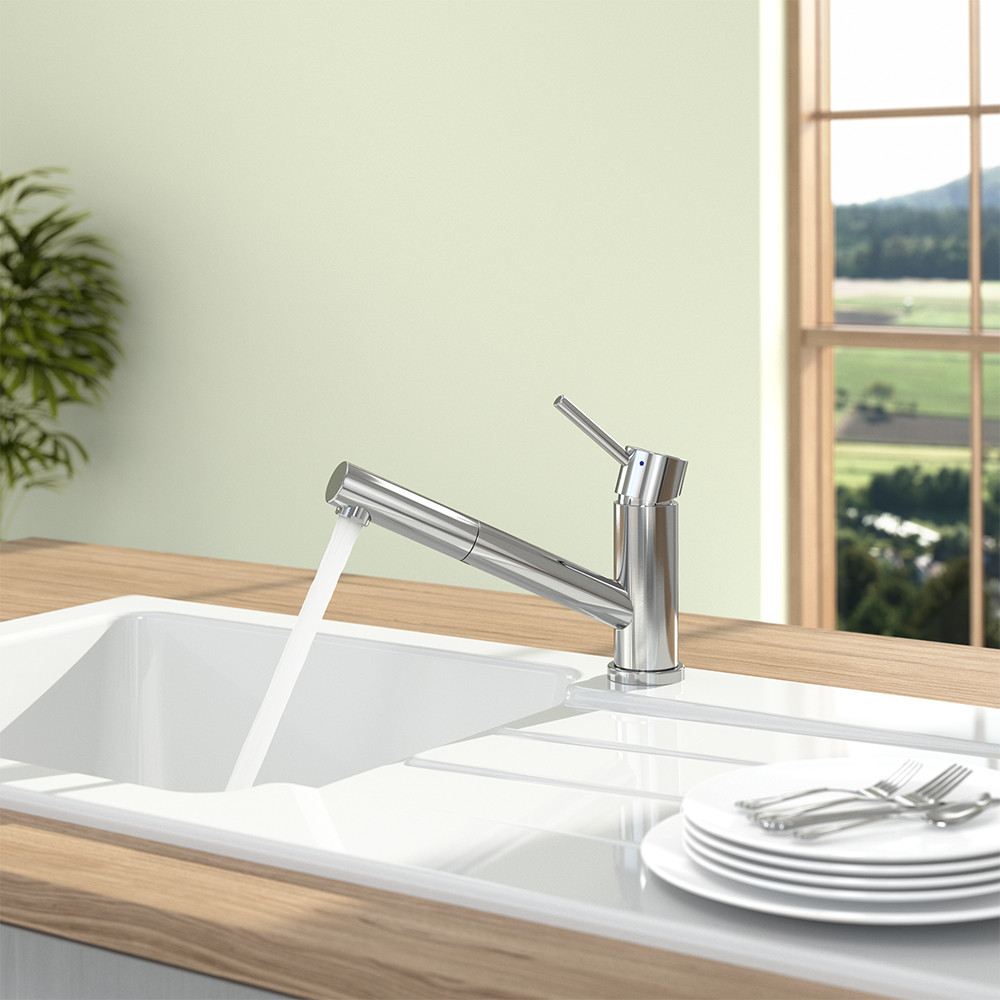 Robinet cuisine acier massif