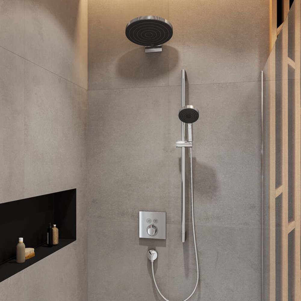 Façade pour mitigeur thermostatique encastré HANSGROHE ShowerSelect avec 2 fonctions chromé et corps encastré