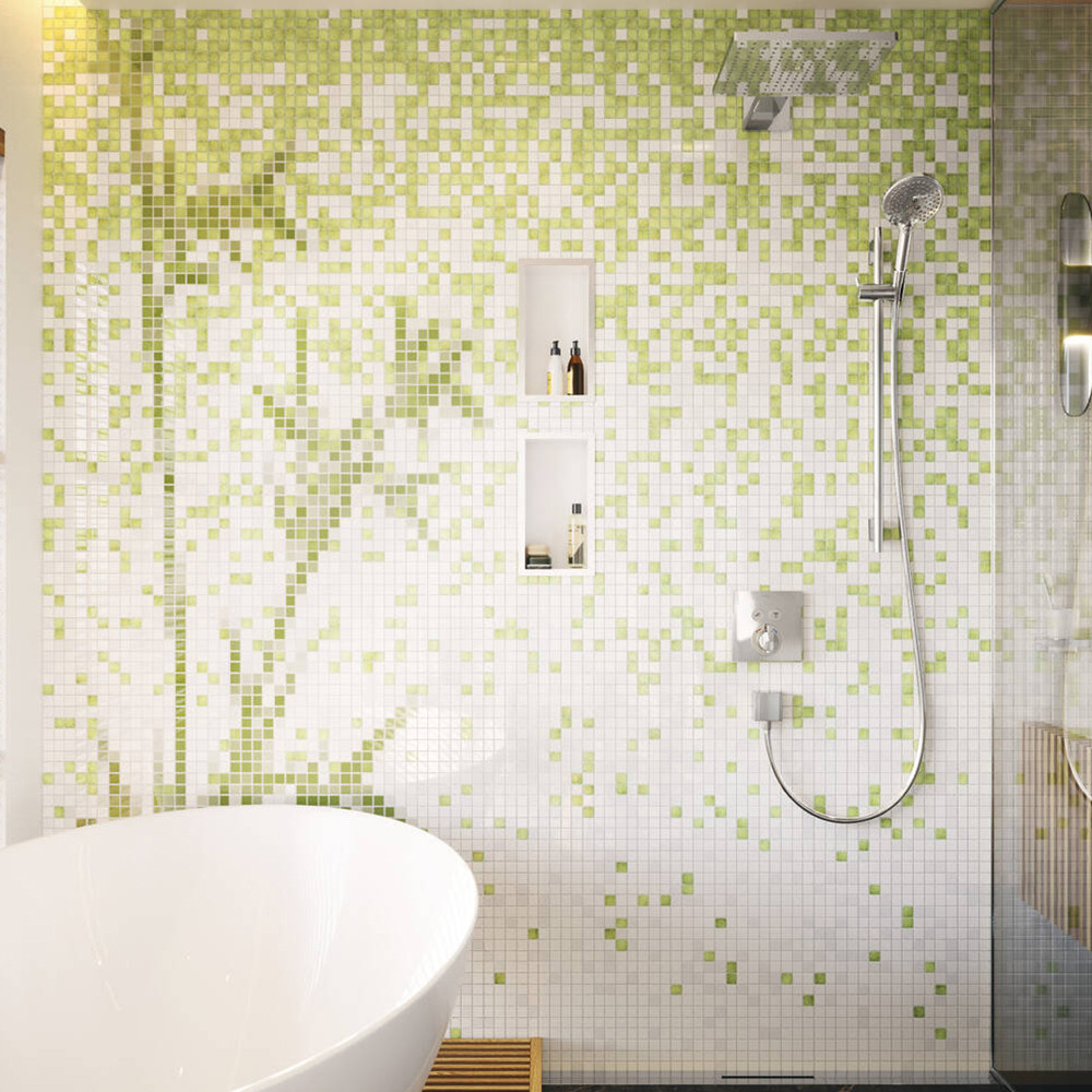 Façade pour mitigeur thermostatique encastré HANSGROHE ShowerSelect avec 2 fonctions chromé et corps encastré iBox robinetterie 