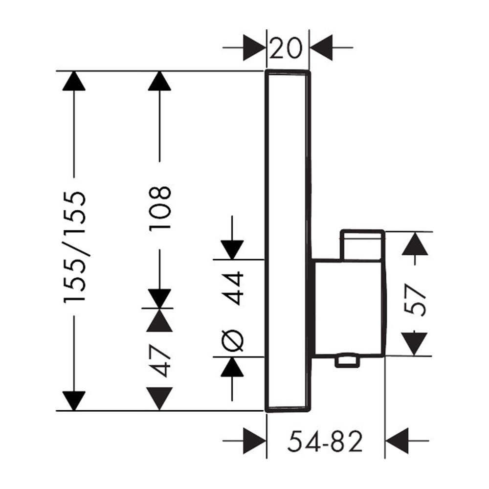 Façade pour mitigeur thermostatique encastré HANSGROHE ShowerSelect avec 2 fonctions chromé dimensions