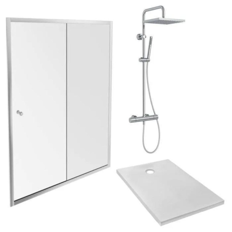 Receveur douche JACOB DELAFON Ipso + paroi douche coulissante + colonne douche
