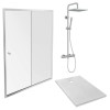 Pack douche avec receveur 120 x 90 cm, colonne douche Brigitte et paroi de douche coulissante Serenity Jacob Delafon