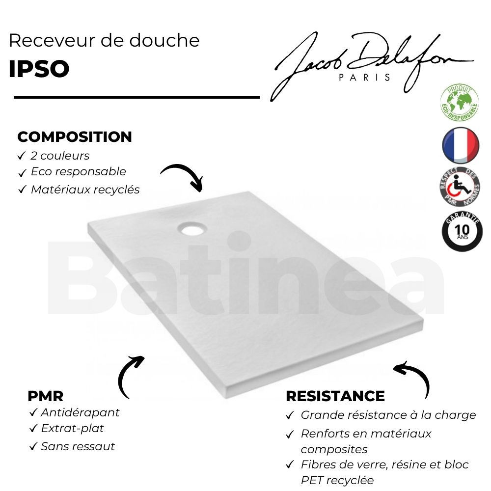 Pack douche avec receveur 90 x 90 cm, colonne douche Brigitte et paroi de douche accès d'angle 