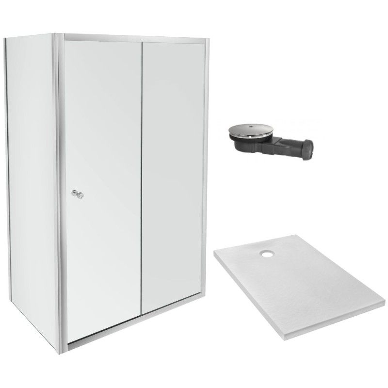 Receveur douche Jacob Delafon Ipso 80x80 cm avec porte pivotante Jacob Delafon Serenity 190x80 cm et paroi fixe Jacob Delafon Se