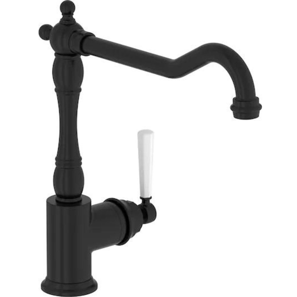 Mitigeur cuisine Cléo 1889 design rétro poignée céramique, Noir mat Jacob Delafon