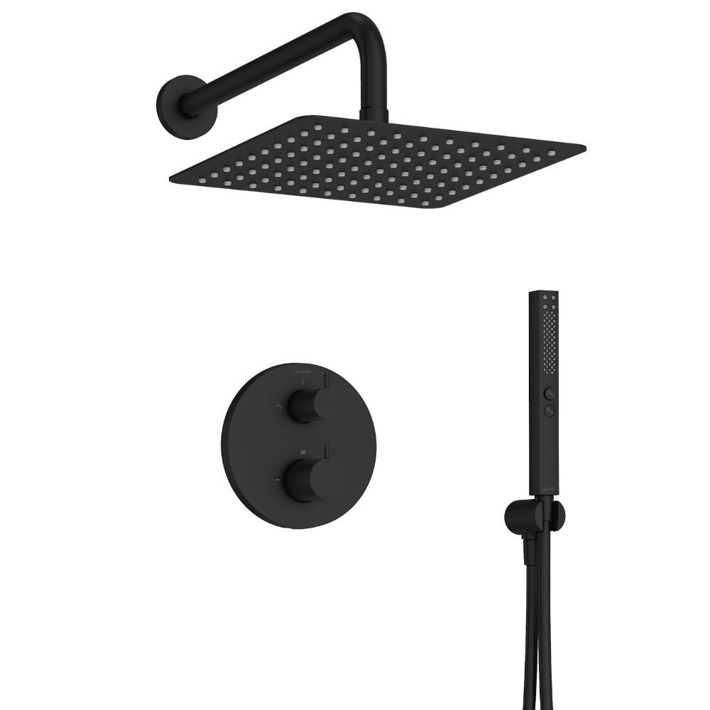 Robinet douche encastré thermostatique JACOB DELAFON Metro carré, Noir mat | Economie d'eau
