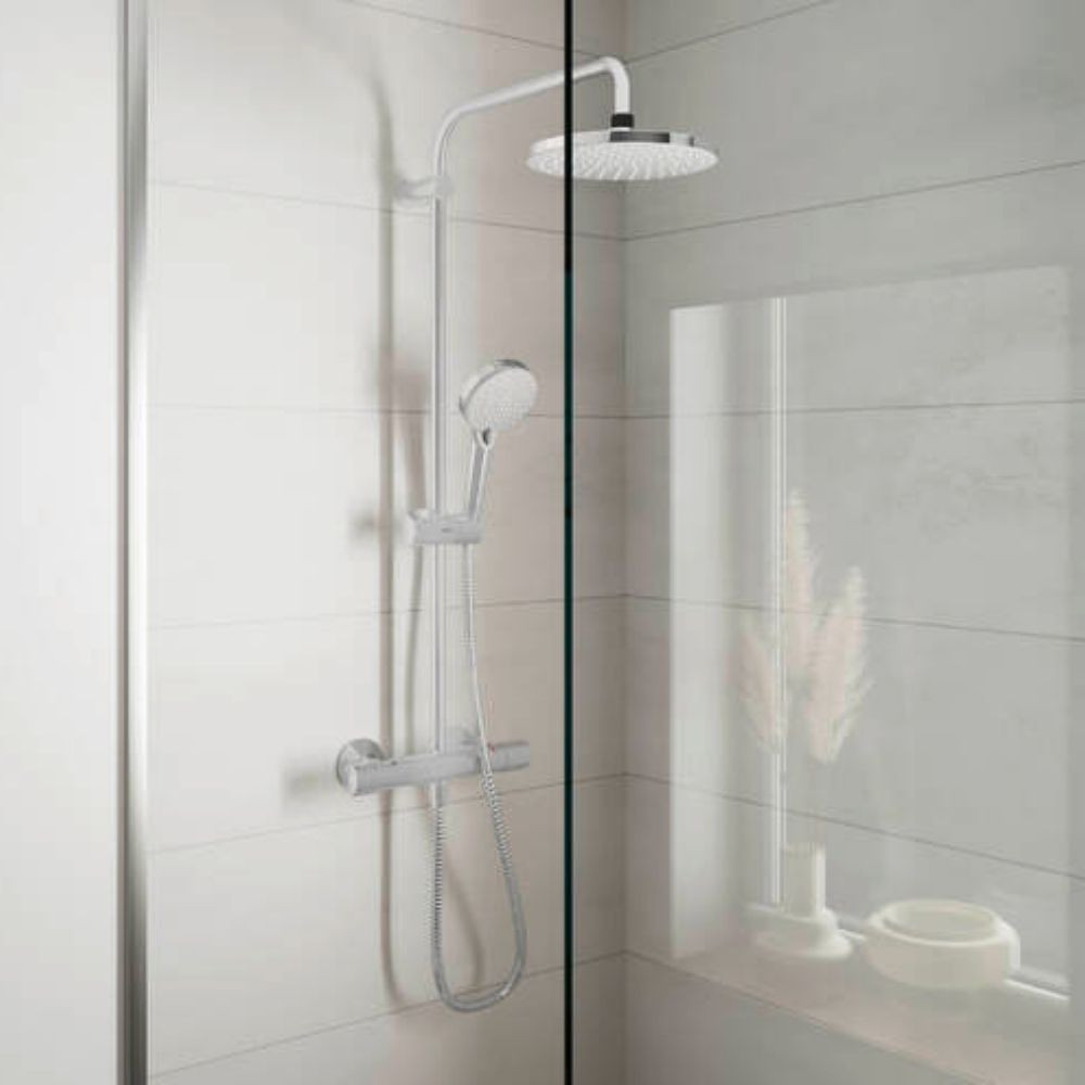 Colonne de douche thermostatique HANSGROHE Vernis Blend Ecosmart+ 26318000 au mur