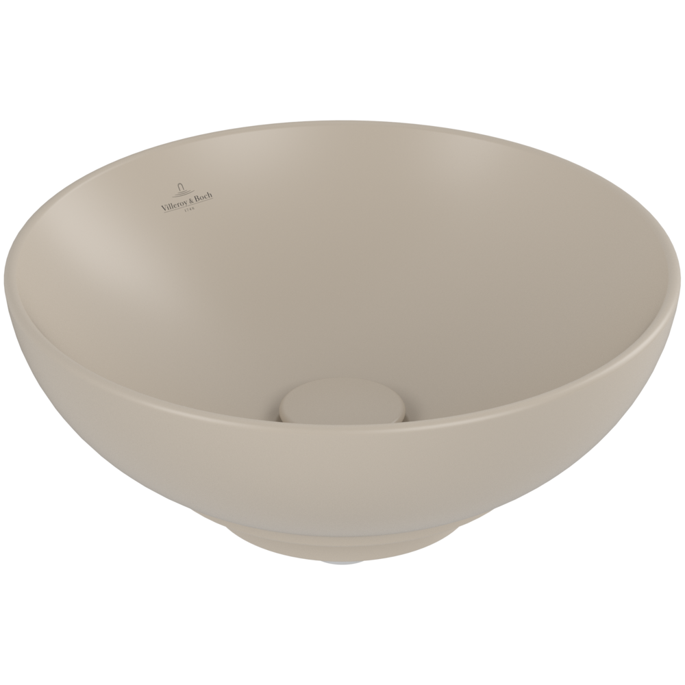Vasque ronde à poser VILLEROY ET BOCH Loop and Friends non meulé Almond CeramicPlus 38 x 38 4A4501AM | Batinea