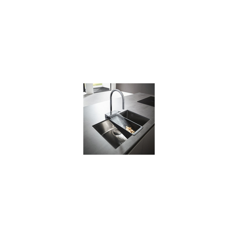 Lot Evier encastré HANSGROHE S719-U660, acier inoxydable + robinet cuisine Aquno 