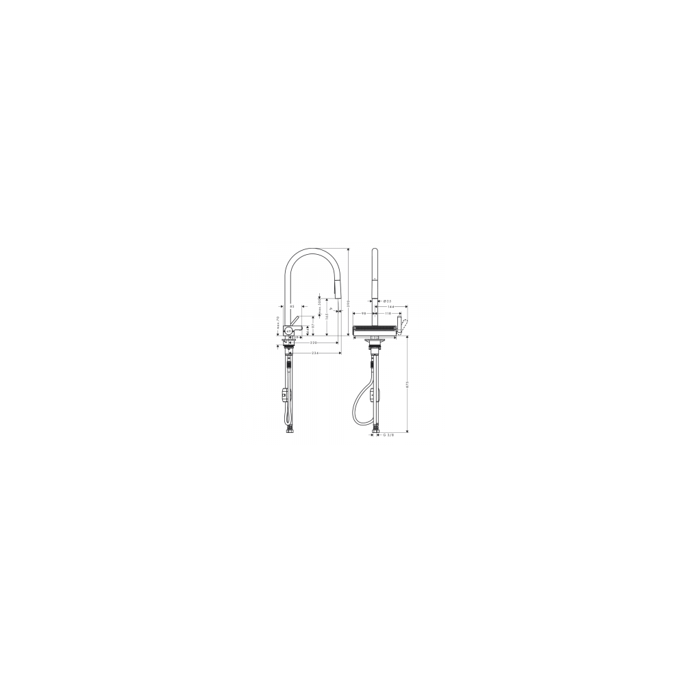 Lot Evier encastré HANSGROHE S719-U660, acier inoxydable + robinet cuisine Aquno sBox