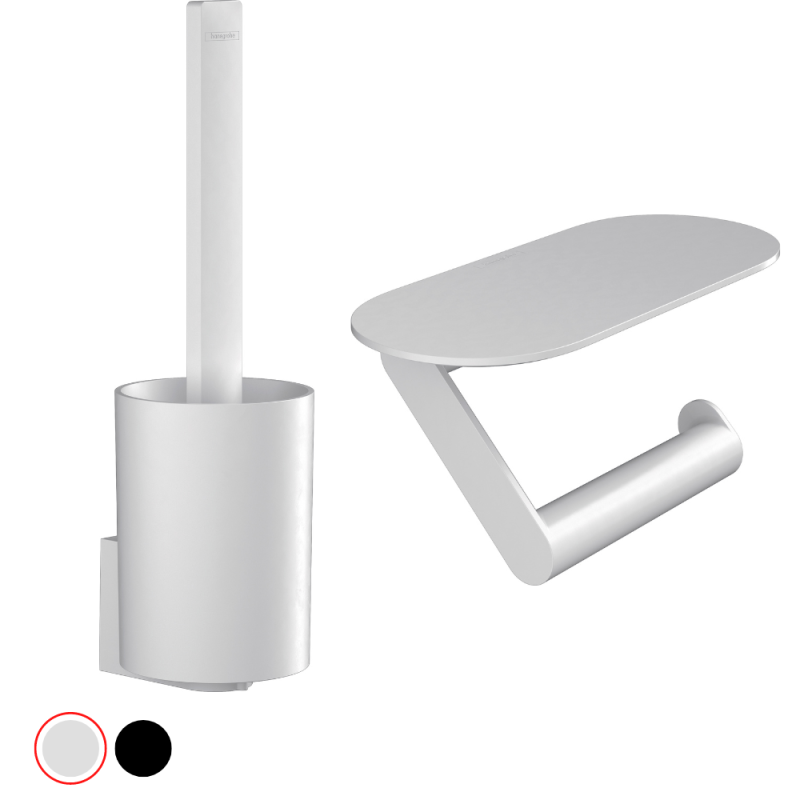 Porte-brosse WC mural et porte-papier WC avec tablette HANSGROHE WallStories | Batinea