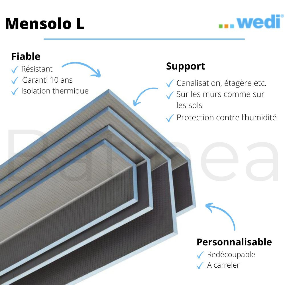 wedi Mensolo L coffre d´habillage, 2600x200x400mm + wedi 320 Colle à carrelage universelle, 25kg/sac