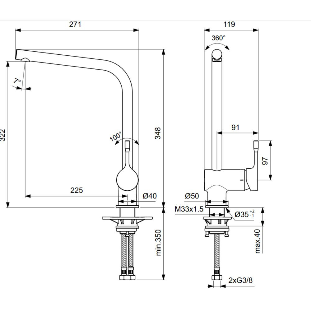 Robinet cuisine IDEAL STANDARD Ceralook | Batinea