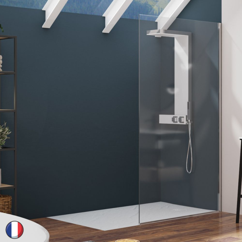 Paroi de douche chromé verre transparent Alpha Solo Kinedo