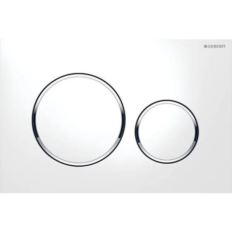 Plaque de commande WC GEBERIT Sigma20 double touche: blanc, chromé brillant | Batinea