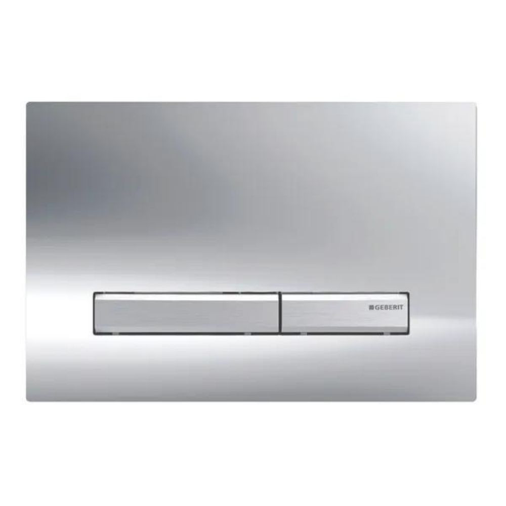 Plaque de commande WC GEBERIT Sigma50 double touche, couleur métallique chrome | Batinea