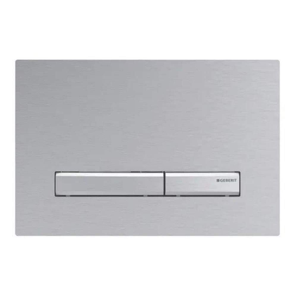 Plaque de commande WC GEBERIT Sigma50 double touche, couleur métallique chrome | Batinea