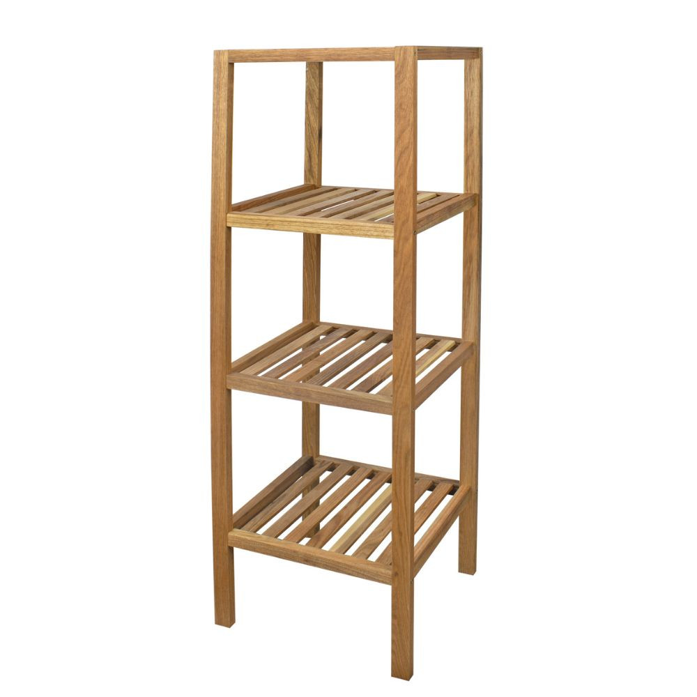lotus etagère salle de bain avec 4 niveaux 37x33cm bois Banydea (MOBILIER)