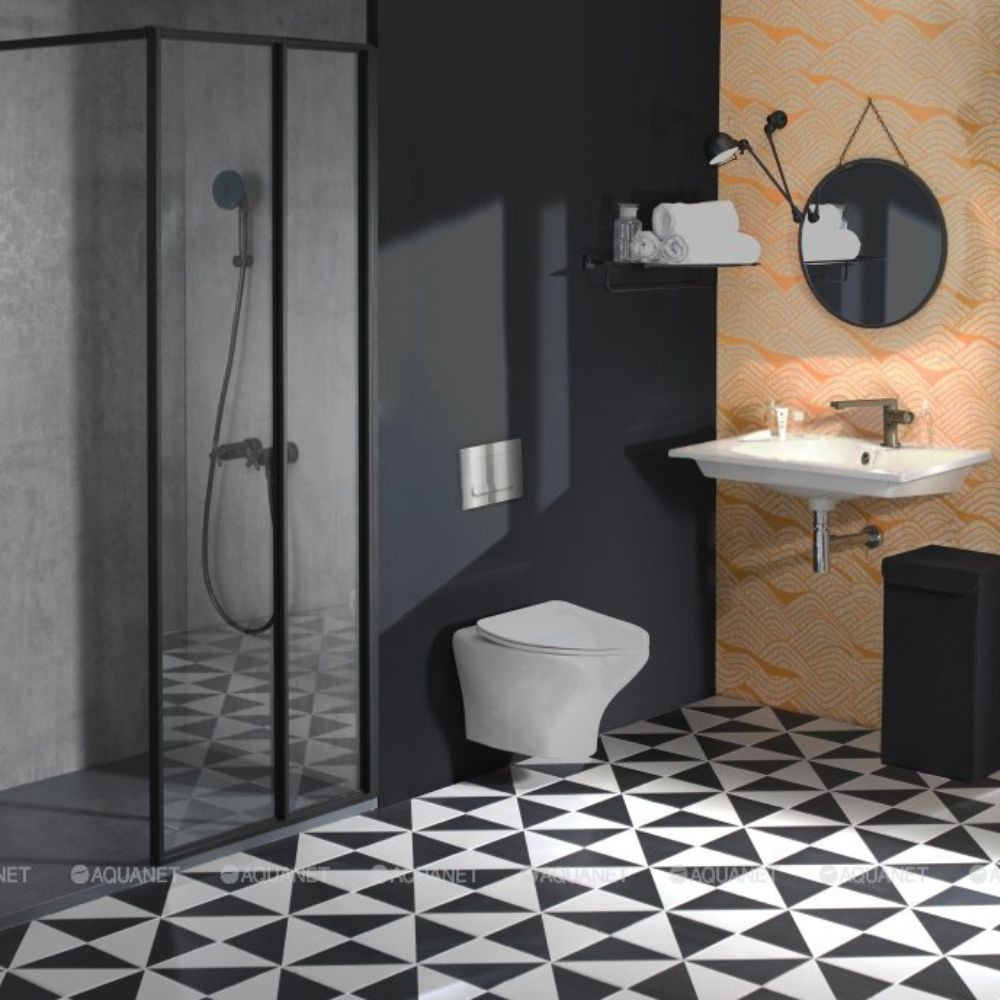Pack WC suspendu sans bride compact JACOB DELAFON Nouvelle vague + bati support + plaque chromé + accessoires