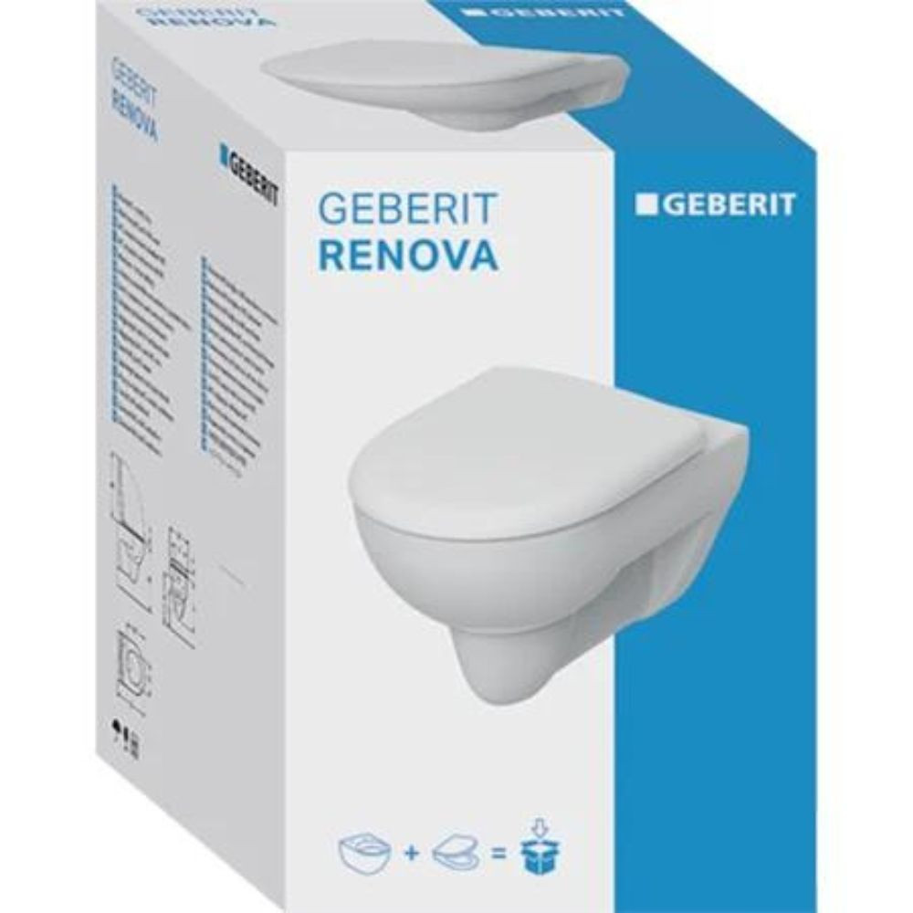 Pack WC suspendu GEBERIT Renova + Bati support + Plaque de commande | Batinea