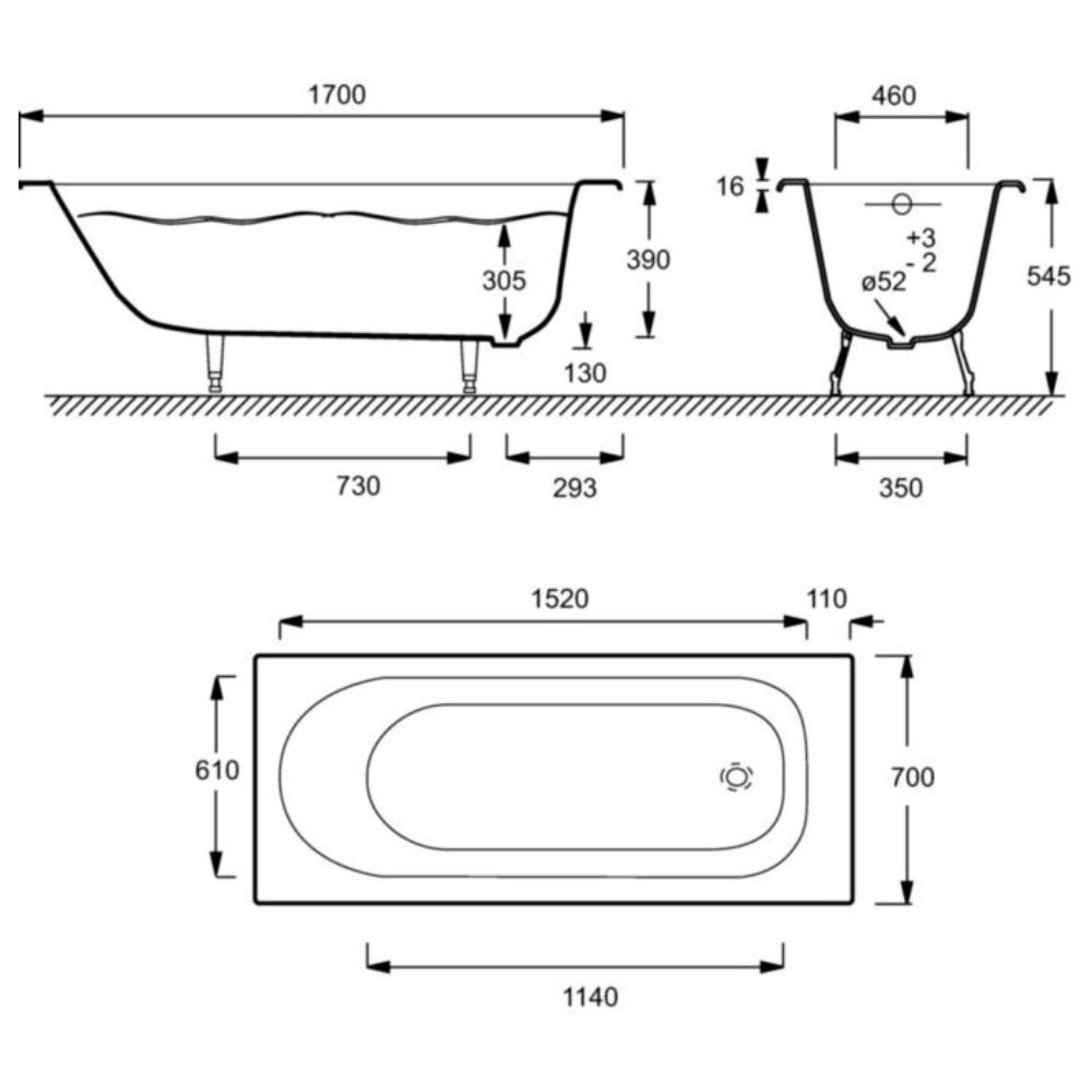 Pack baignoire droite JACOB DELAFON Soissons fonte + pare bain