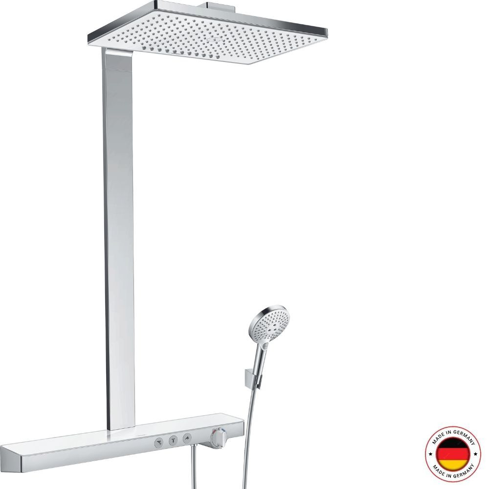 Colonne de douche thermostatique HANSGROHE Rainmaker Select 460 EcoSmart 2 jets blanc et chromé | Batinea