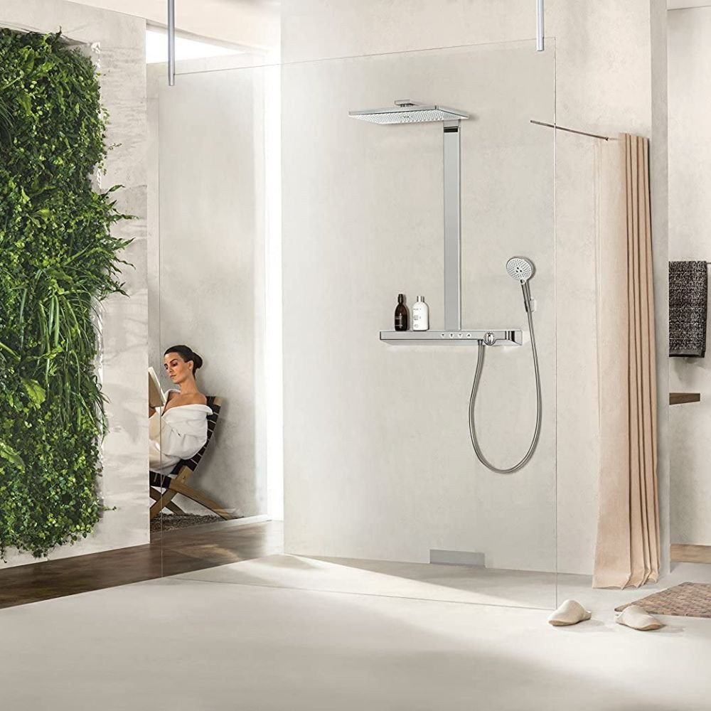 Colonne de douche thermostatique HANSGROHE Rainmaker Select 460 EcoSmart 2 jets blanc et chromé | Batinea