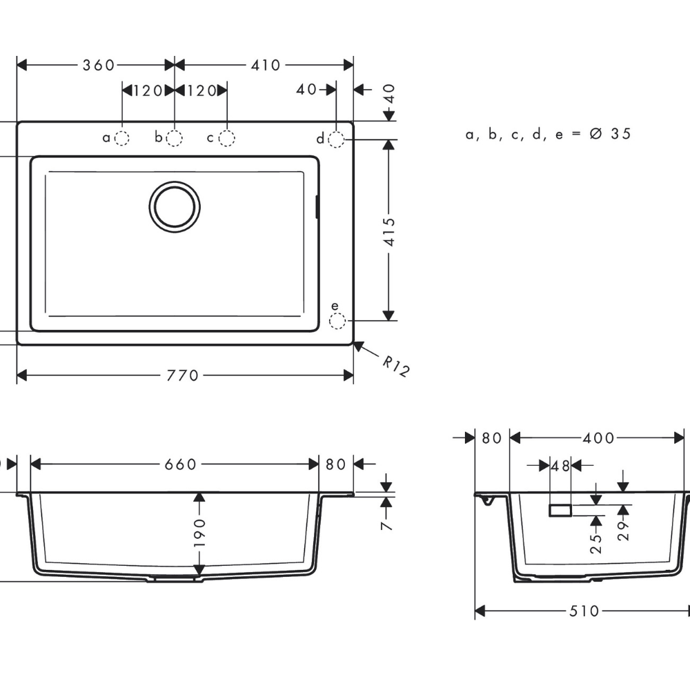 Schema evier gris béton hansgrohe