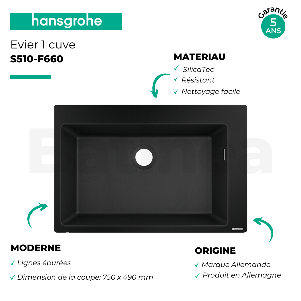 Présentation avantage évier a encastrer un bac noir graphite 