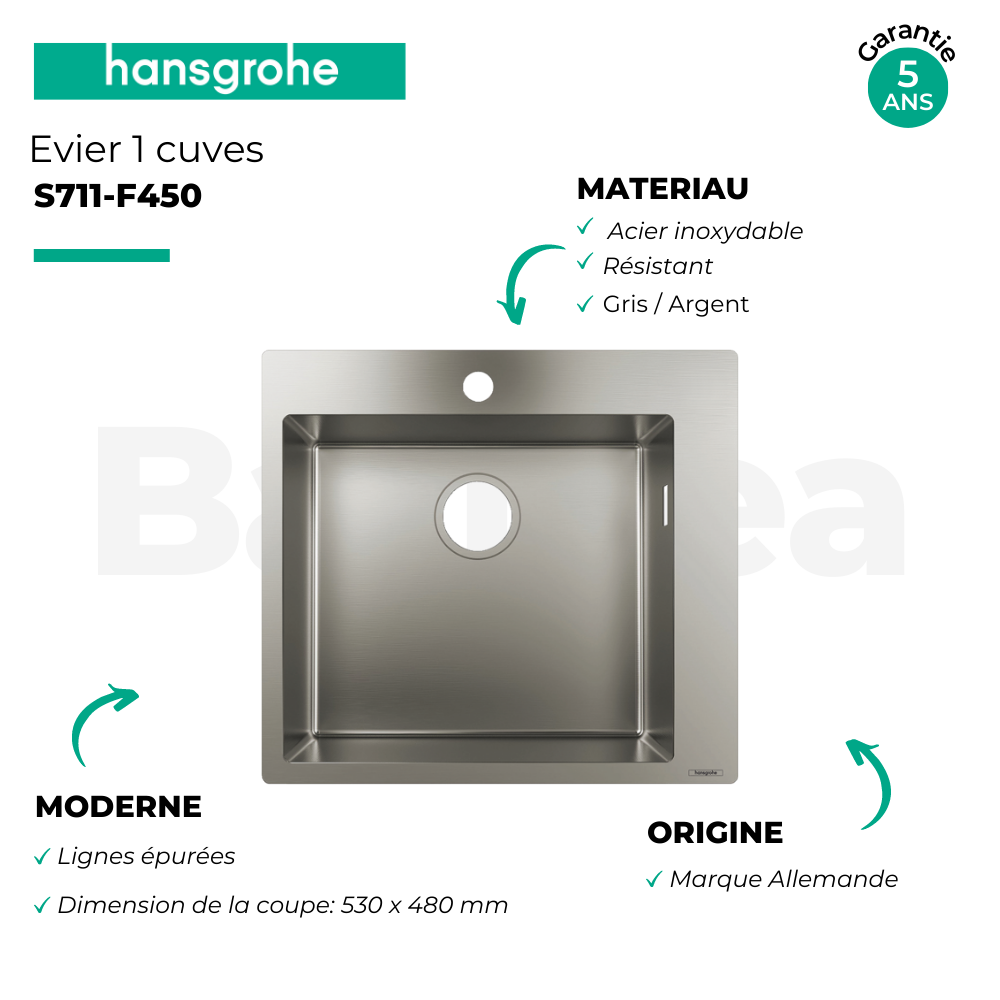 Présentation Evier encastré 450_Acier inoxydable_43301800