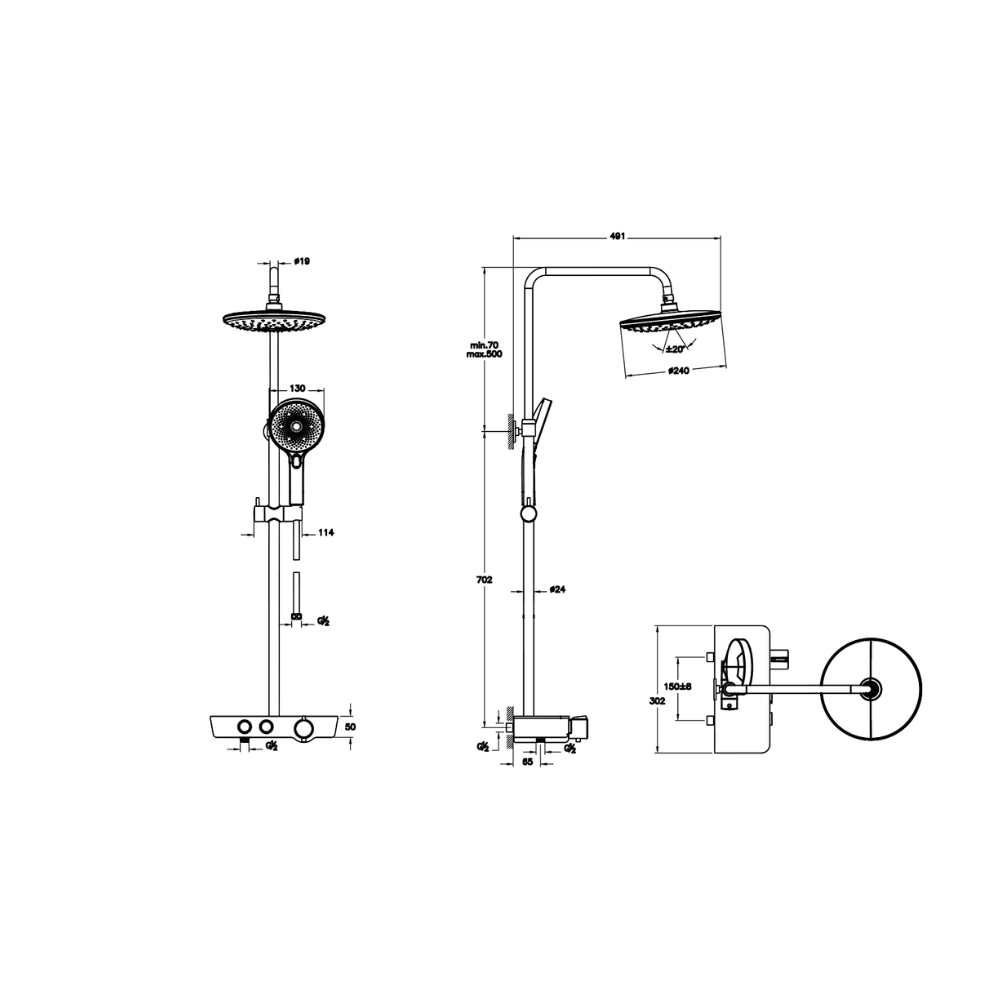 Schéma colonne de douche VITRA Aquacontrol Charm 240