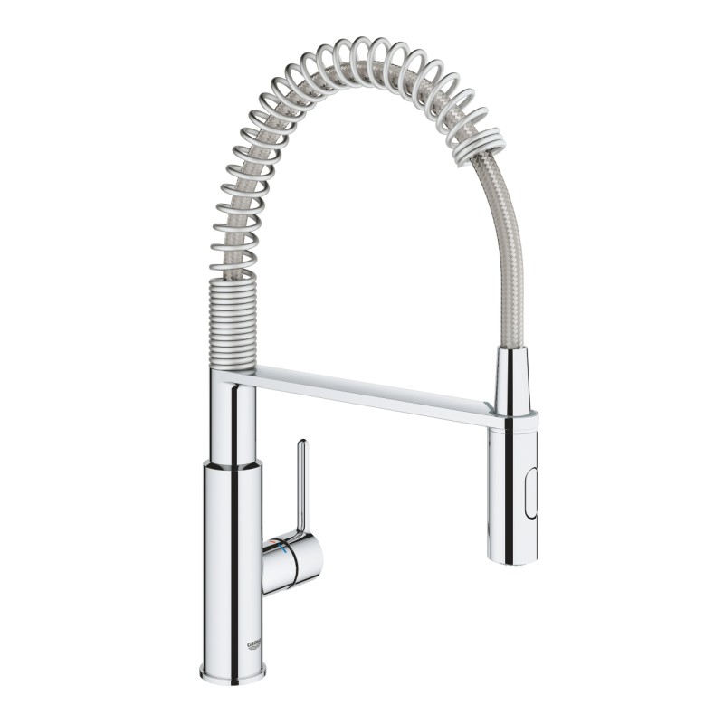 Robinet de cuisine avec douchette bec haut GROHE Get chromé | Batinea