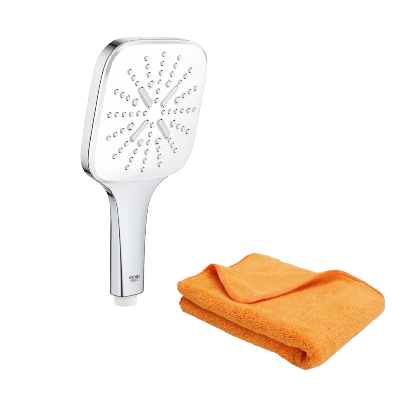 Pommeau de douche GROHE Quickfix Vitalio Smartactive 130 Cube 3 jets + microfibre