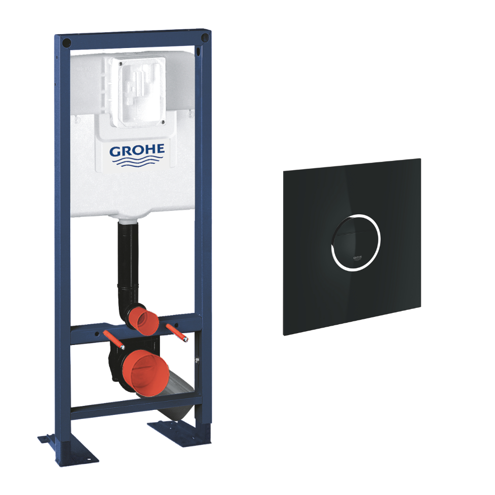 Bati support wc largeur reduite Plaque commande Ondus Digitecture Light Grohe vertical Noir