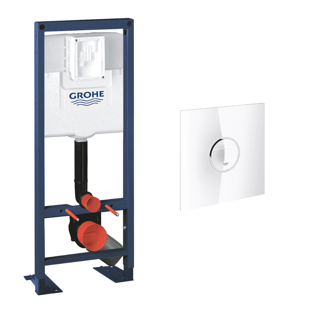Bati support wc largeur reduite Plaque commande Ondus Digitecture Light Grohe vertical Blanc