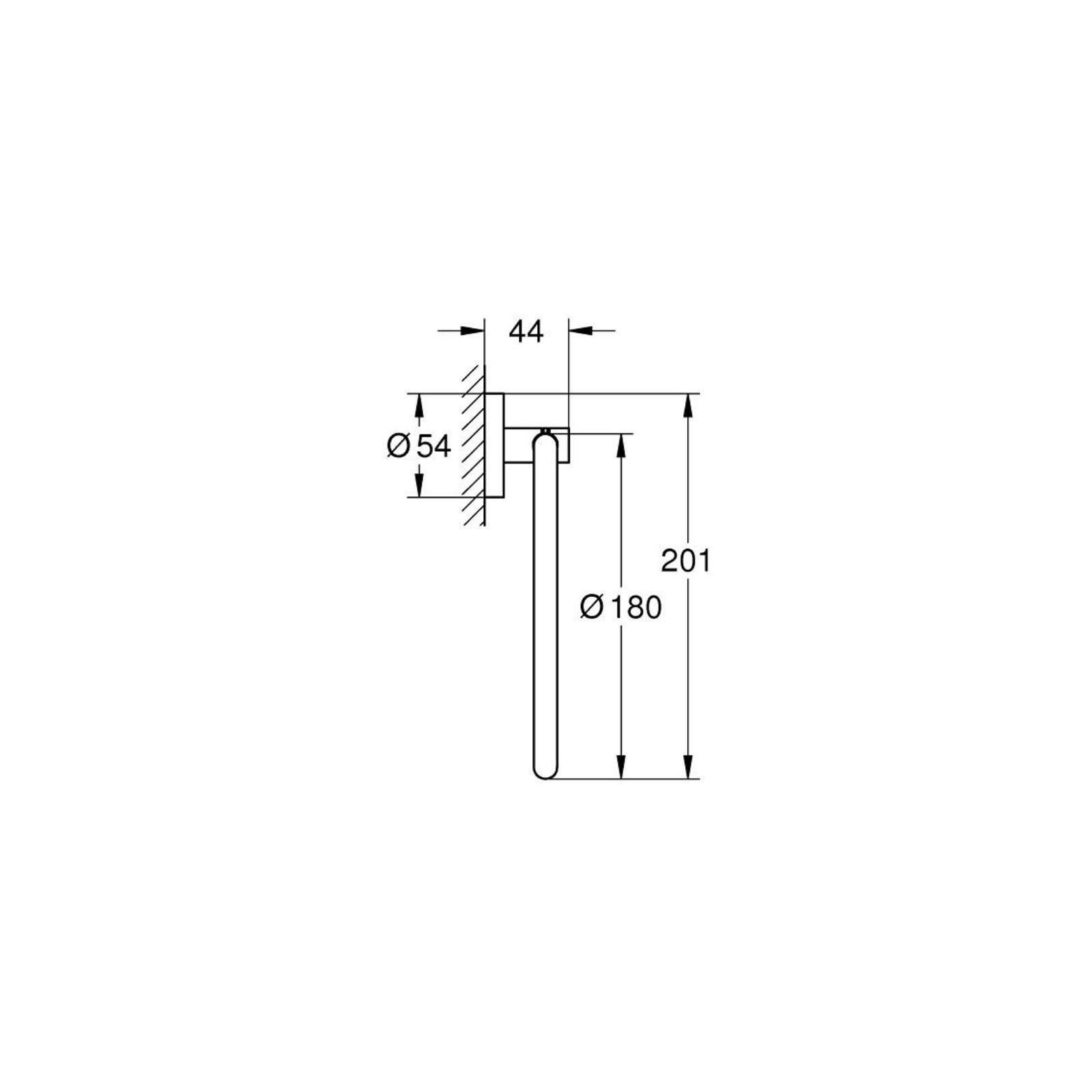 Anneau Porte-serviettes GROHE QuickFix - Noir Mat - 200mm - Fixation Collée Ou Vissée - Vis Et Chevilles Incluses