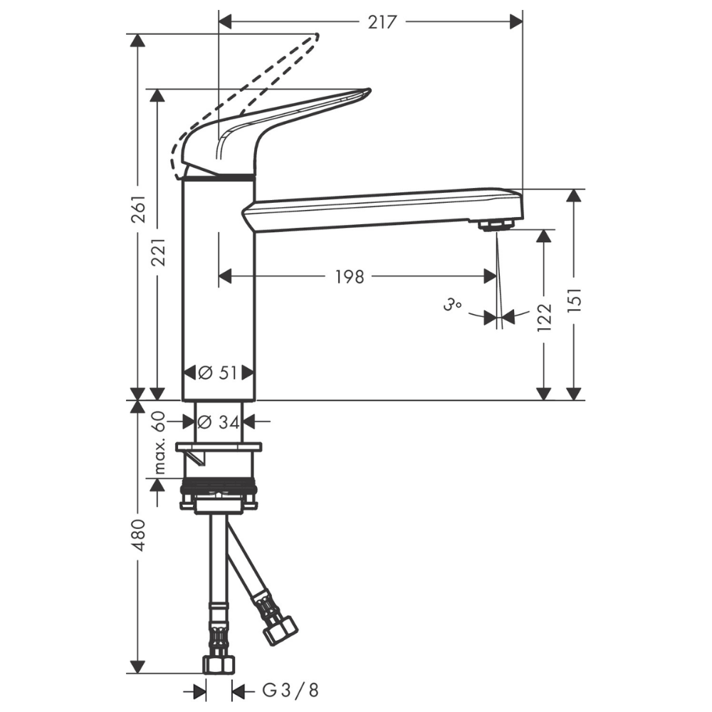 Schéma Robinet de cuisine HANSGROHE Focus M42 120 chromé
