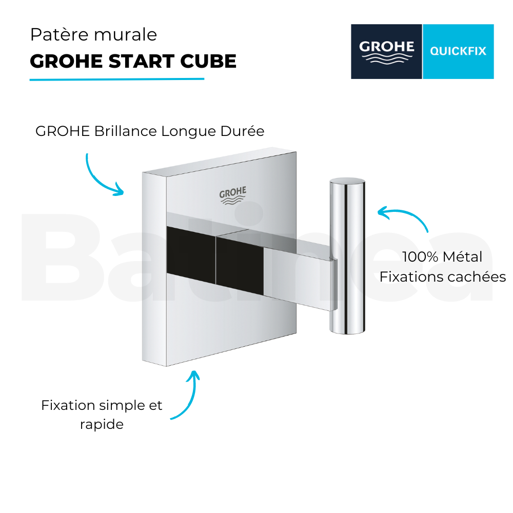 Avantages de la patère murale Grohe Start Cube Chromé