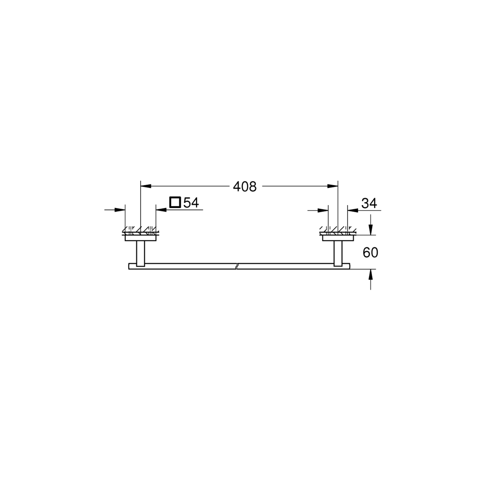 Barre Porte-serviettes GROHE Start Cube 450 Mm Noir Mat - Fixation Cachée, Colle Ou Vis, Sans Perçage Possible