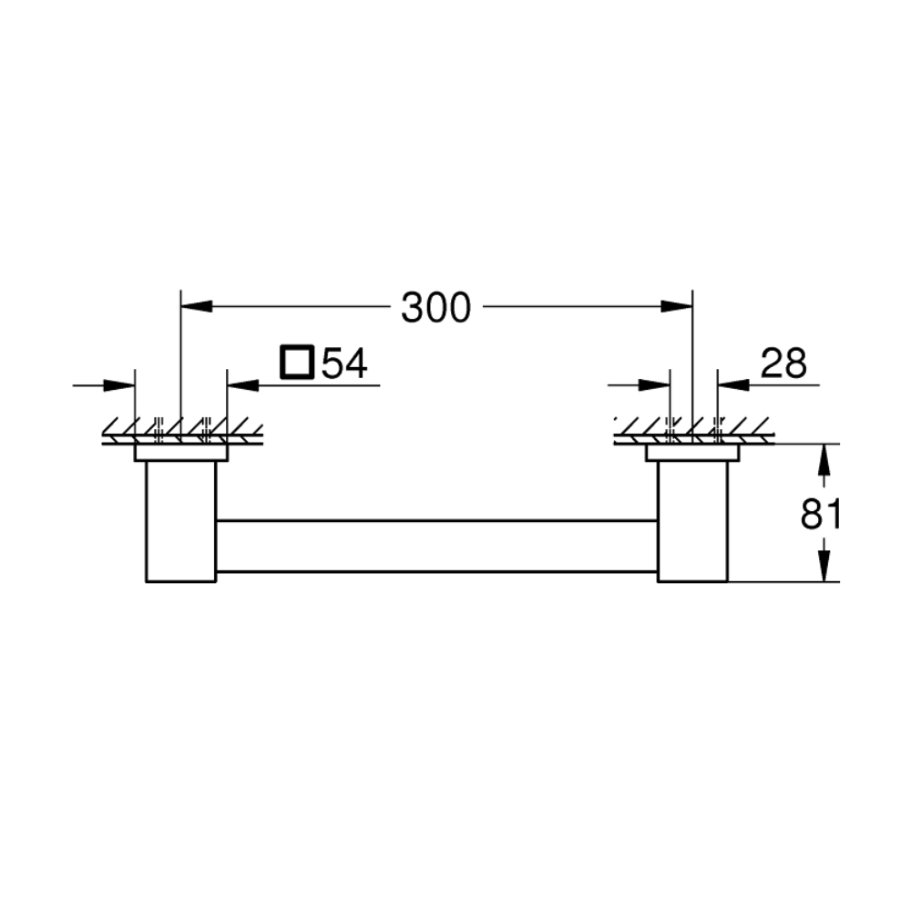 Schéma barre d appui grohe start cube 30 cm chromé