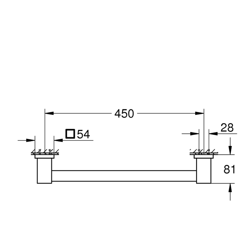 Schéma barre d appui grohe start cube 45 cm chromé