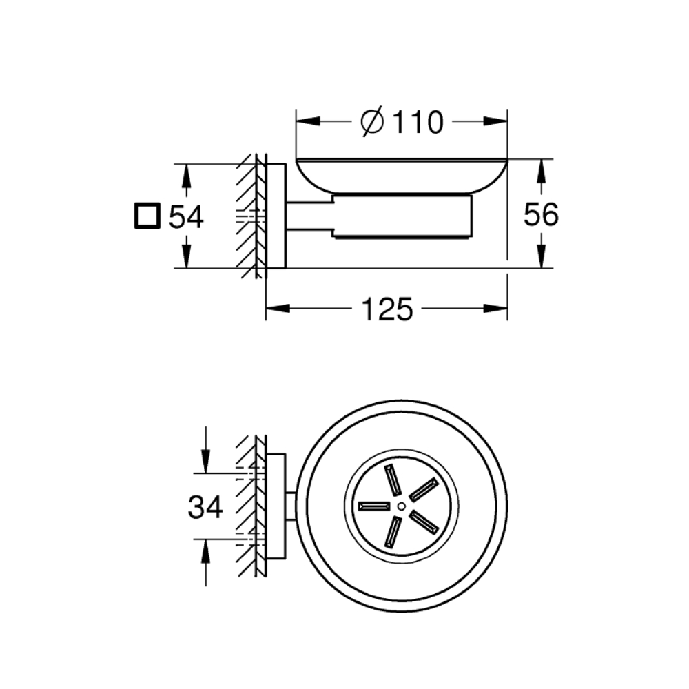 Schema Porte savon avec support grohe start cube Supersteel