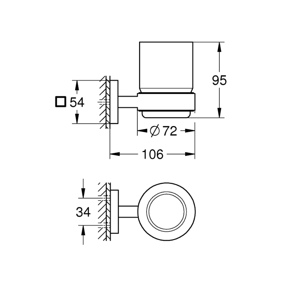 Schéma Verre avec support grohe start cube Chromé