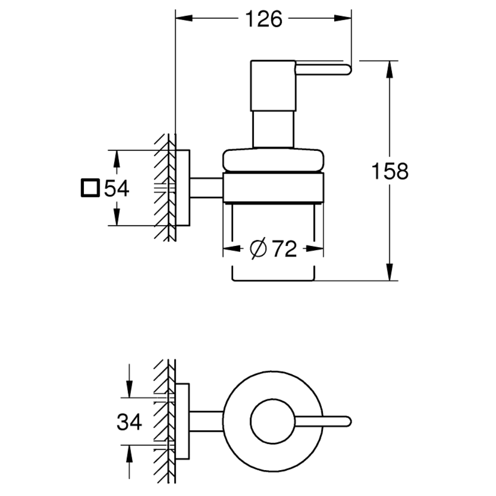 Schéma Distributeur de savon avec support grohe start cube chromé